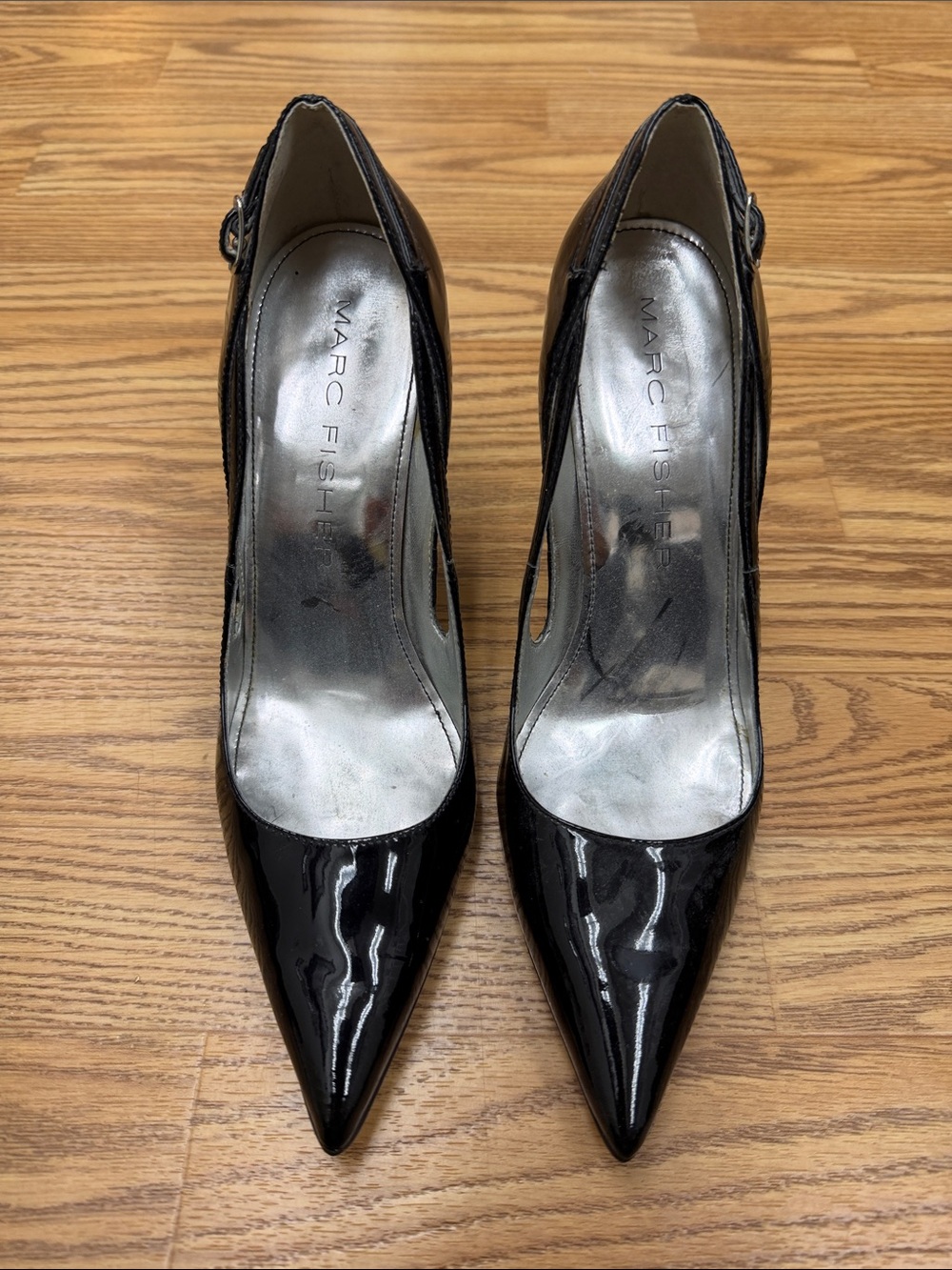 Marc Fisher Black Patent Pointed Slingback Pumps
